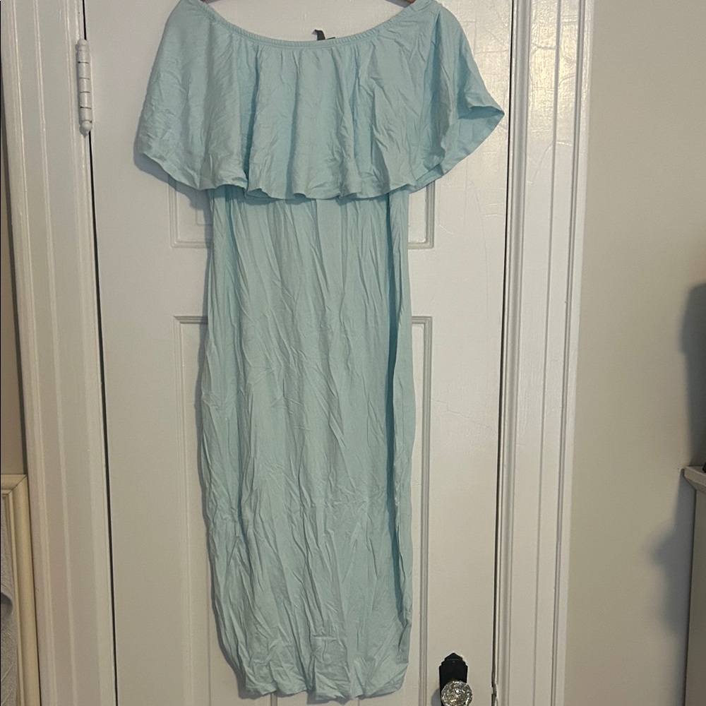 ASOS Light Blue Off-Shoulder Midi Dress